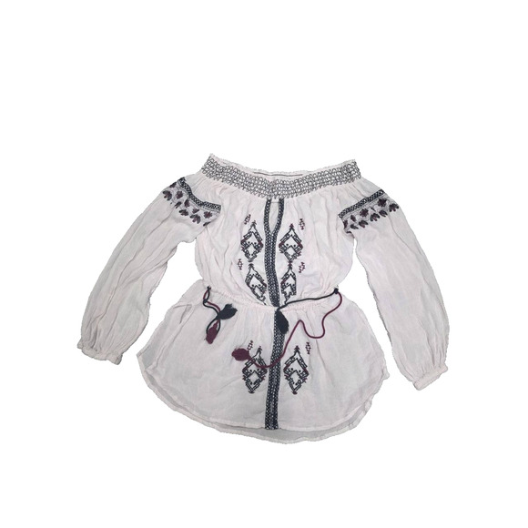 Romeo & Juliet Embroidered Cold Shoulder Top Cream/Black M A003313 - Picture 2 of 9